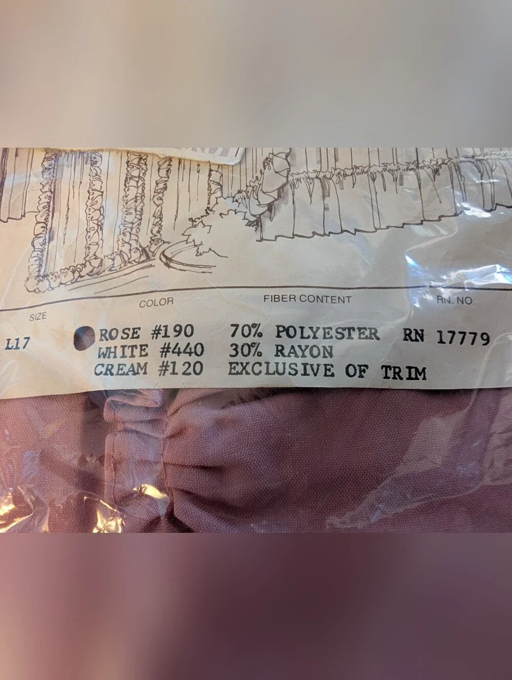 Vintage Montgomery Ward Rose Lace Valance NOS Cottagecore 54x17